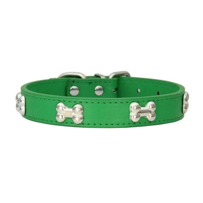Collier en Cuir avec Motifs OS pour chiens adultes résistants aux intempéries