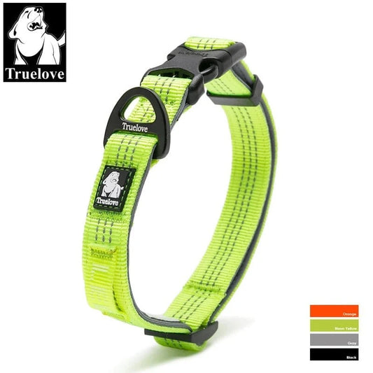 Collier réfléchissant Truelove en nylon jaune néon pour chien sécurité et style