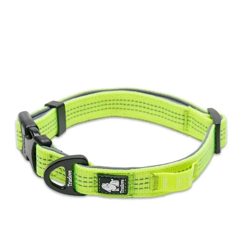 Collier réfléchissant Truelove en nylon jaune néon pour chien sûr et visible