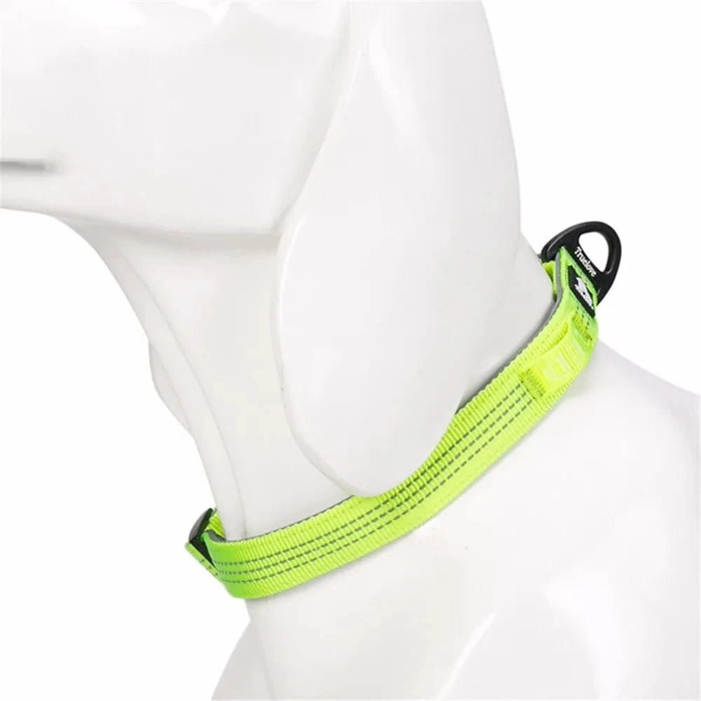 Collier réfléchissant Truelove Réfléchissant en nylon jaune néon pour chien