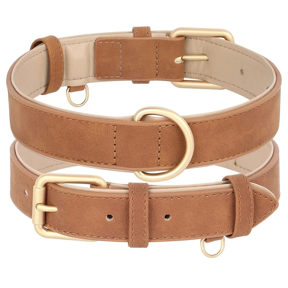 Collier en peau de cuir - Marron - S