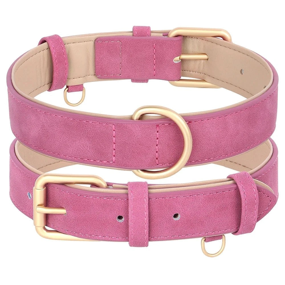 Collier en peau de cuir - Rose - S