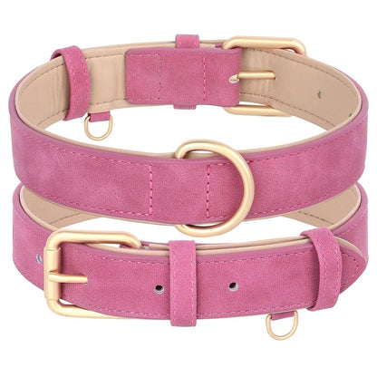 Collier en peau de cuir - Rose - S