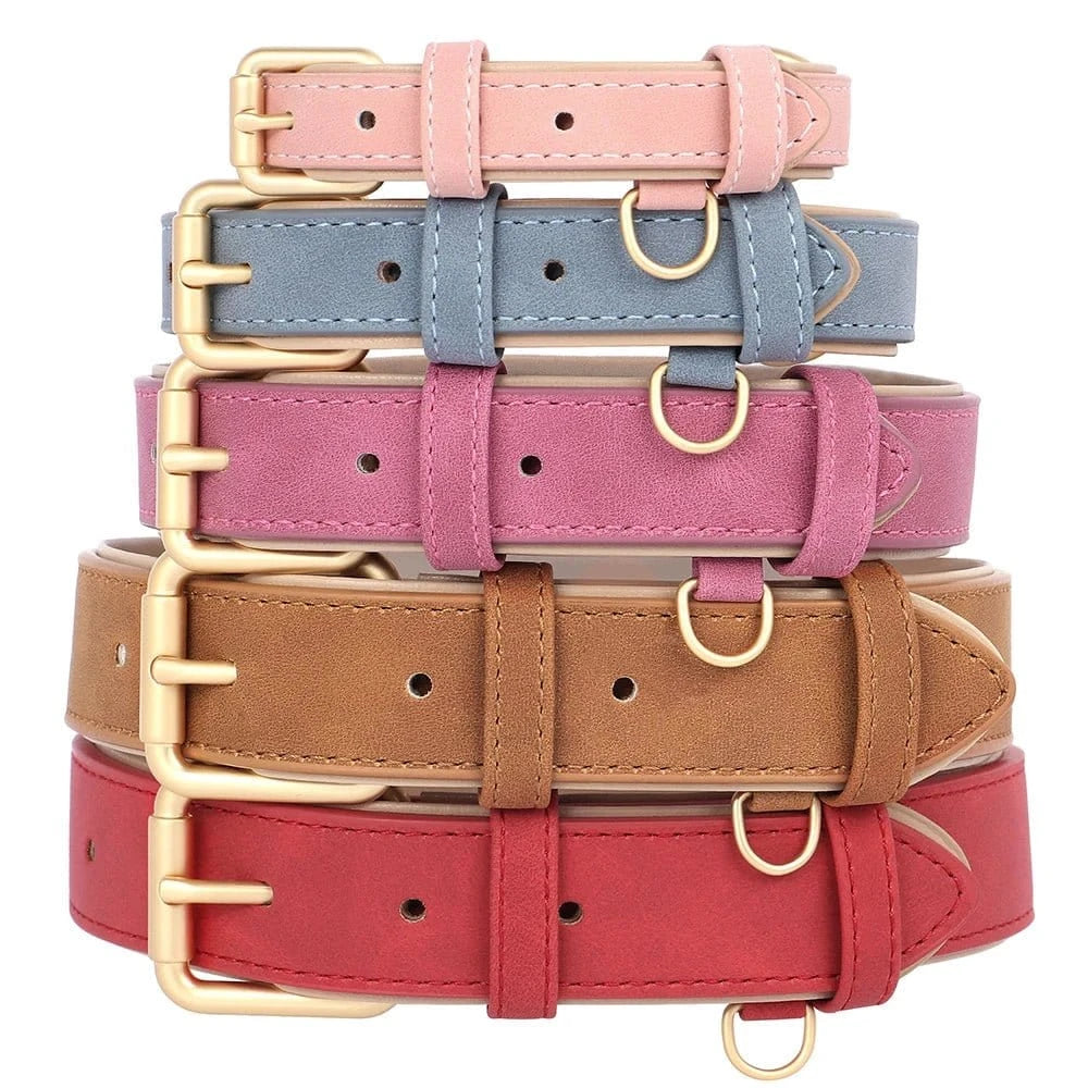 Collier en peau de cuir - Rose Clair - S