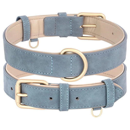 Collier en peau de cuir - Bleu - S