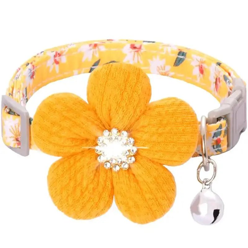 Collier fantaisie pour chien avec fleur et grelot amovible, look mignon pour petit chien