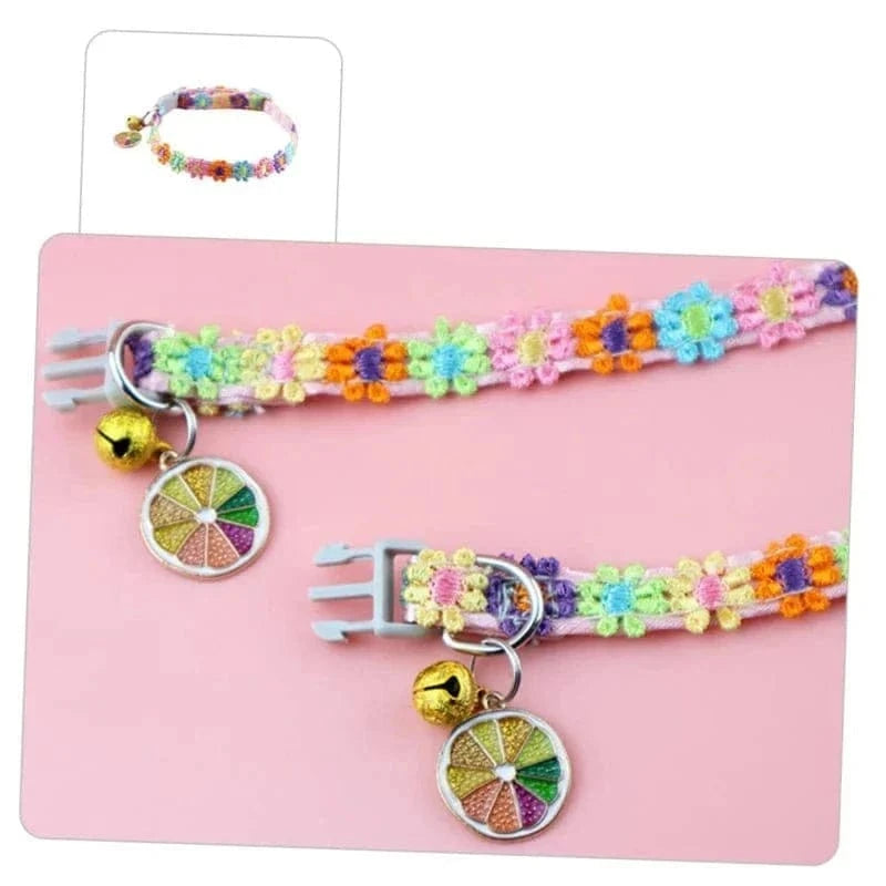 Collier Fleur avec Grelot et Médaille pour petits chiens, accessoires pour chiens | Collier fleur