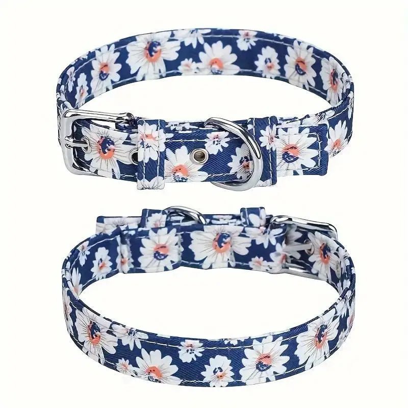Collier floral ajustable élégant - Bleu foncé - XS