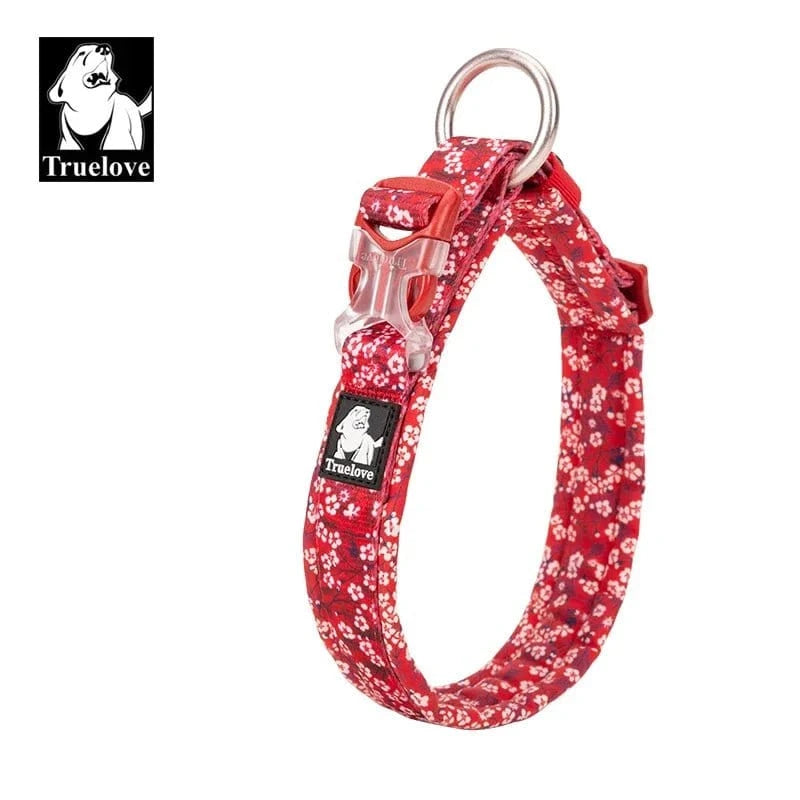 Collier floral rouge pour chien en alliage d’aluminium, boucle duraflex® ultra-résistante