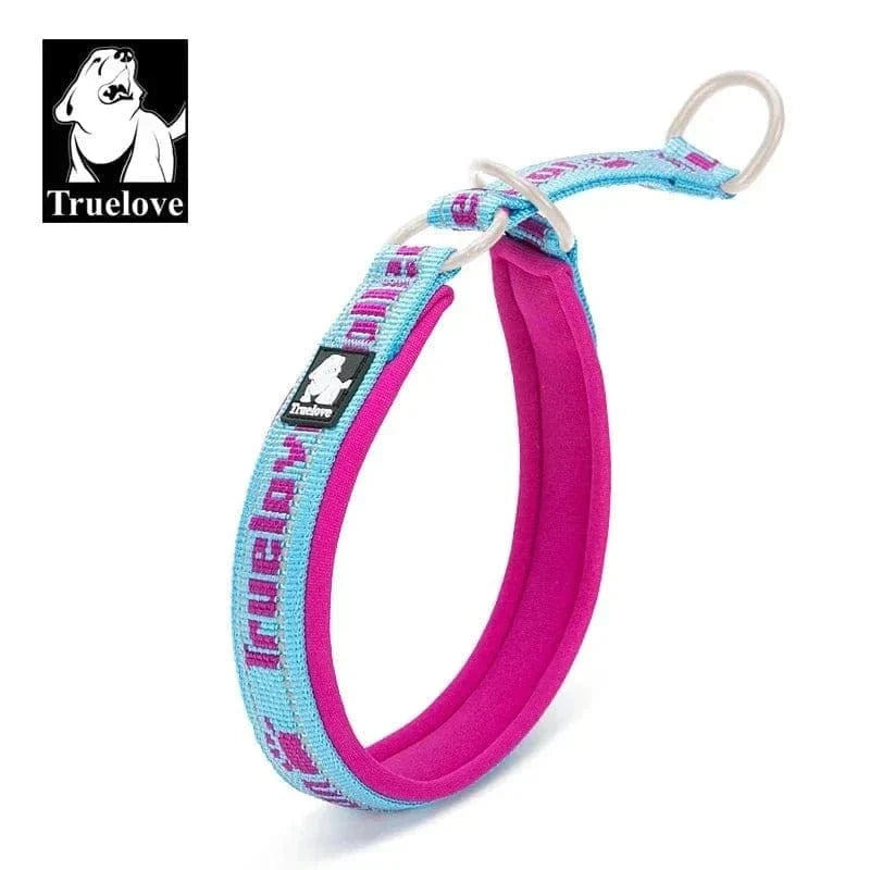 Collier Marquage Truelove en Nylon Rembourré avec néoprène SBR, réfléchissant, coloris bleu et rose