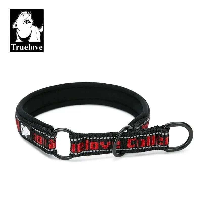 Collier noir et rouge réfléchissant Truelove en néoprène SBR rembourré pour chiens xxs à xxxl