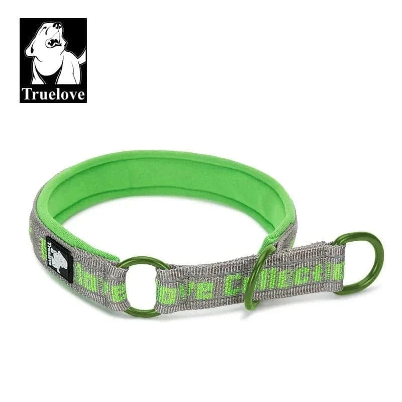 Collier Truelove en nylon rembourré, néoprène SBR réfléchissant, vert et gris, xxs à xxxl
