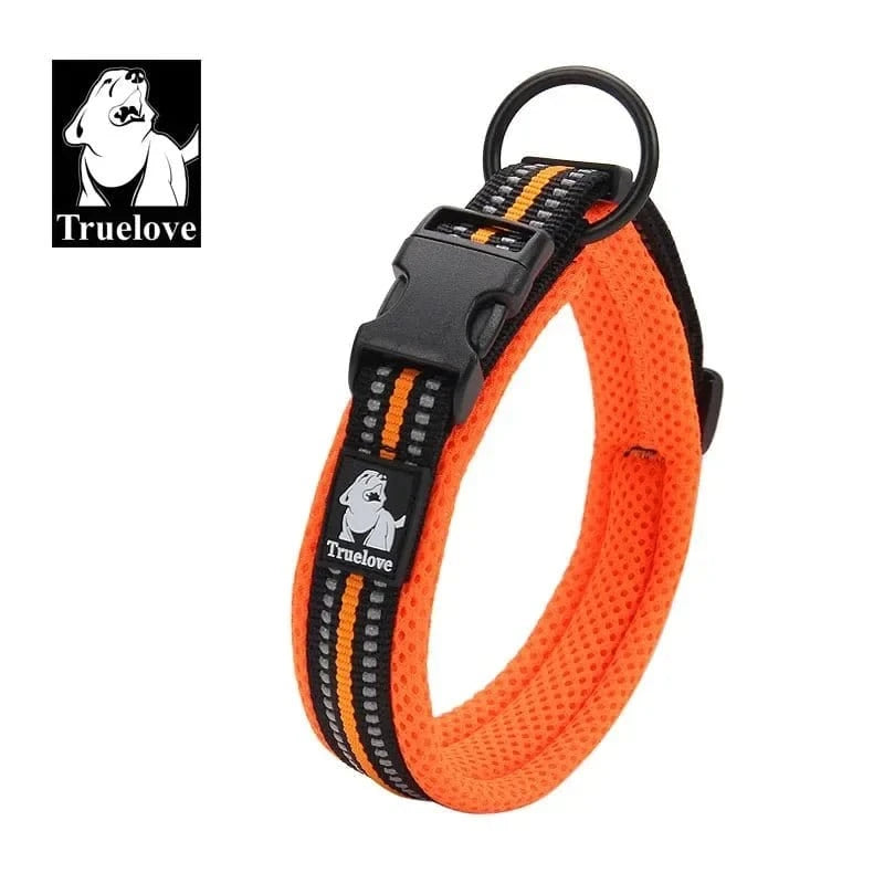 Harnais orange maille douce avec boucle duraflex, Collier Truelove Premium réfléchissant