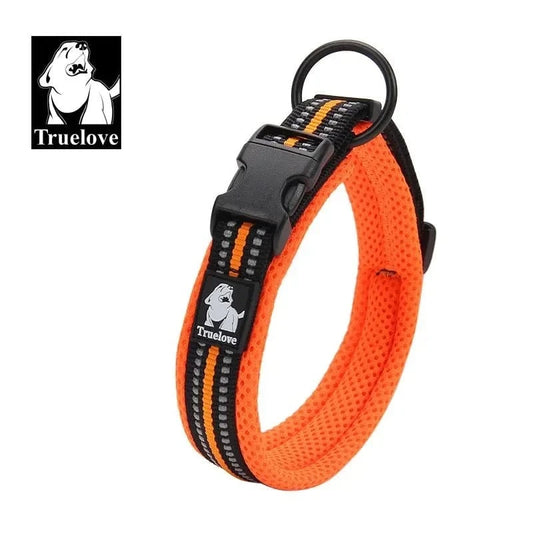 Harnais orange maille douce avec boucle duraflex, Collier Truelove Premium réfléchissant