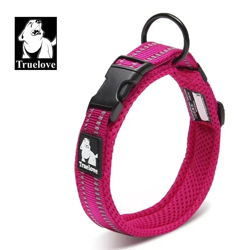 Collier Réfléchissant Truelove Premium avec maille douce, boucle duraflex et laisse rouge