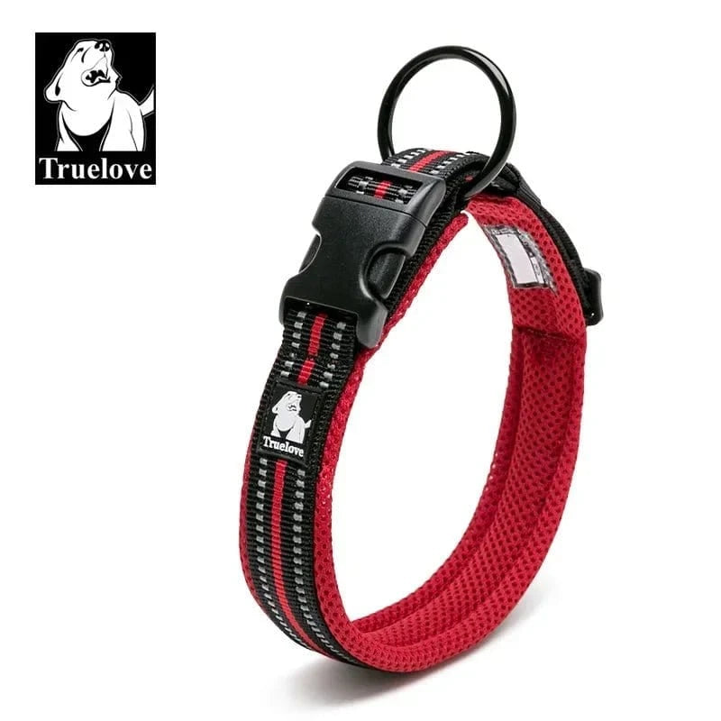 Collier truelove réfléchissant rouge et noir avec maille douce et boucle duraflex