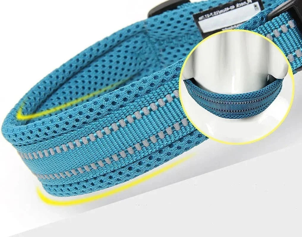 Collier Réfléchissant Truelove avec maille douce, boucle duraflex, collier chien bleu