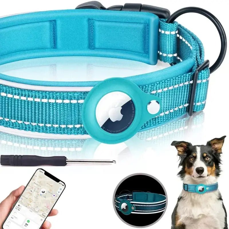 Collier réfléchissant avec emplacement AirTag - Bleu (No Airtag) - S