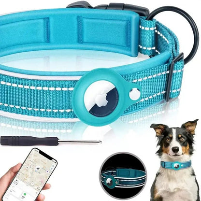 Collier réfléchissant avec emplacement AirTag - Bleu (No Airtag) - S