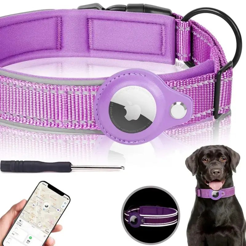 Collier réfléchissant avec emplacement AirTag - Violet (No Airtag) - S