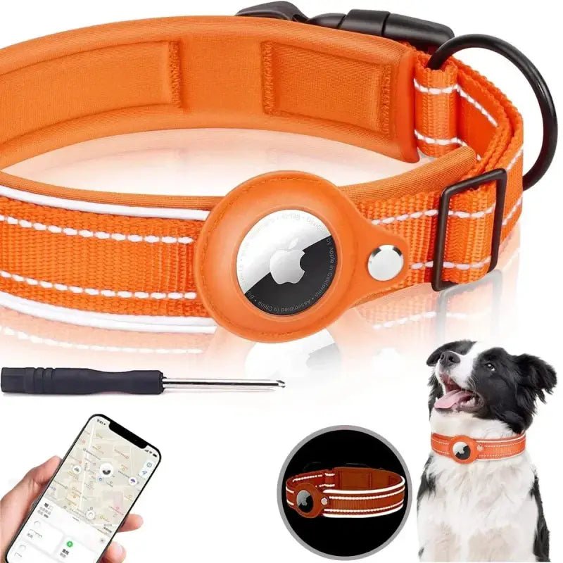 Collier réfléchissant avec emplacement AirTag - Orange (No Airtag) - S