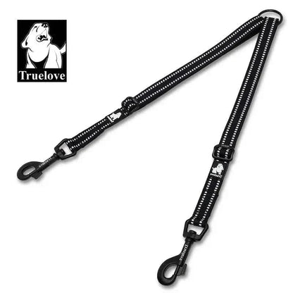 Leash coupler noir en nylon avec joint torique pour chien, bandes réfléchissantes