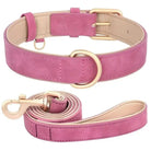 Collier et laisse en cuir rose pour chien, ensemble chic et pratique pour un look élégant