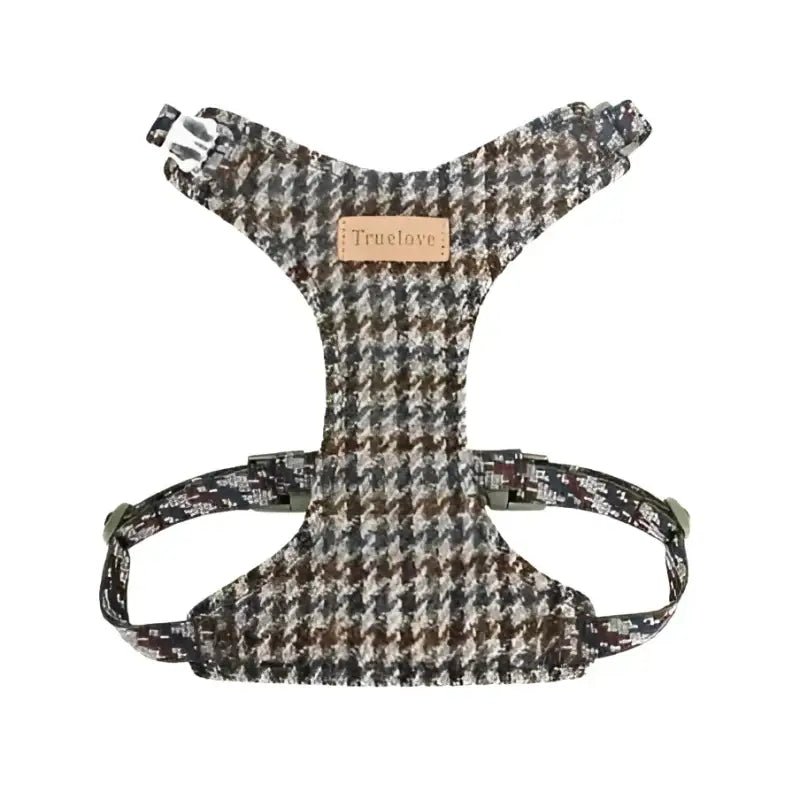 Harnais et laisse Truelove pour chien avec motif pied de poule ajustable