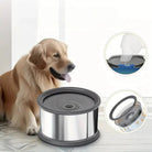 Photo d’une gamelle anti-éclaboussures pour chien en inox avec système contrôle niveau d’eau