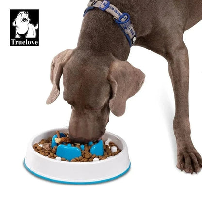 Chien mange dans une gamelle anti-glouton Truelove Ø28.5cm pour moyens chiens