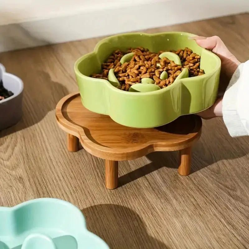 Gamelle anti-glouton pour chien en forme de fleur, avec plateforme surélevée