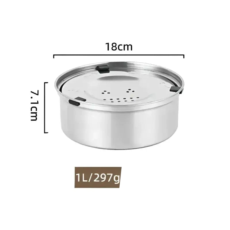 Pot en inox pour chien avec couvercle, système contrôle niveau d’eau, anti-éclaboussures