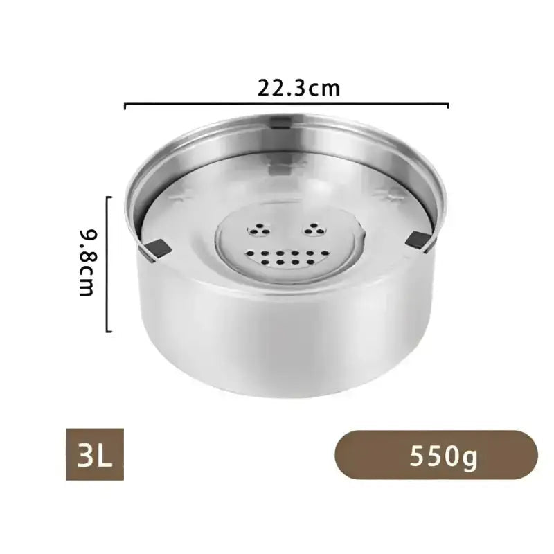 Gamelle en inox anti-éclaboussures pour chien avec système contrôle niveau d’eau