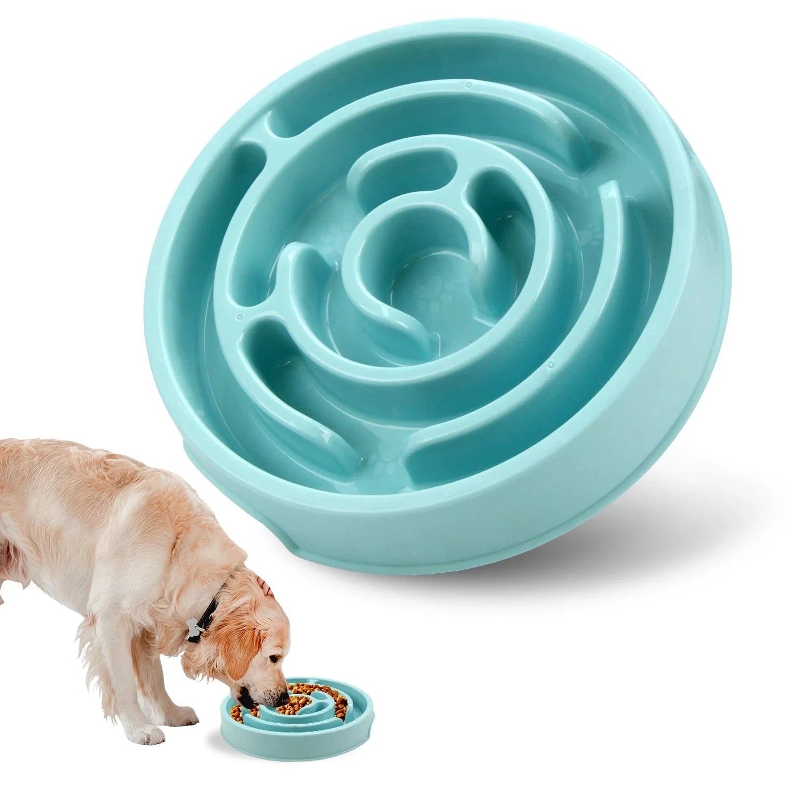 Gamelle dAlimentation Lente Antidérapante en bleu clair, facile à nettoyer pour meilleure vitesse d’alimentation