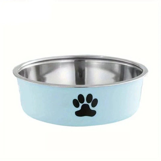 Bol en acier inoxydable bleu clair avec patte, parfait comme gamelle antidérapante pour chiens