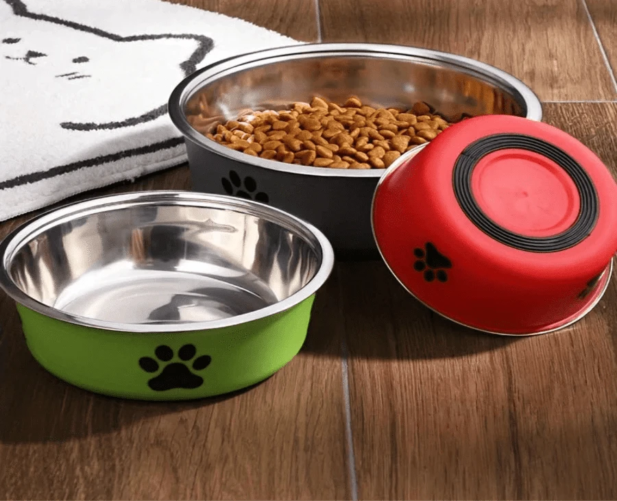Bol d’alimentation en acier inoxydable gamelle antidérapante pour accessoires pour chiens