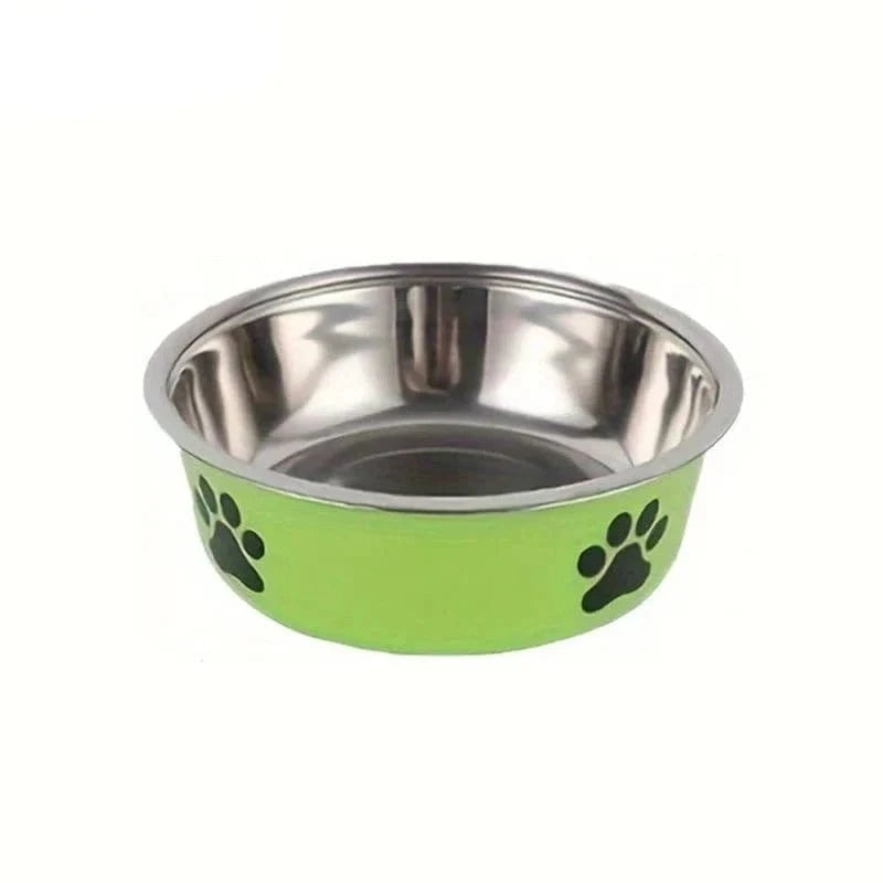 Gamelle en acier inoxydable antidérapante avec motif de pattes pour chiens