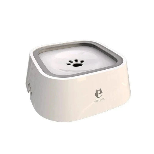 Bol d’eau anti-éclaboussures pour chats en blanc et gris, idéal contre plaque flottante
