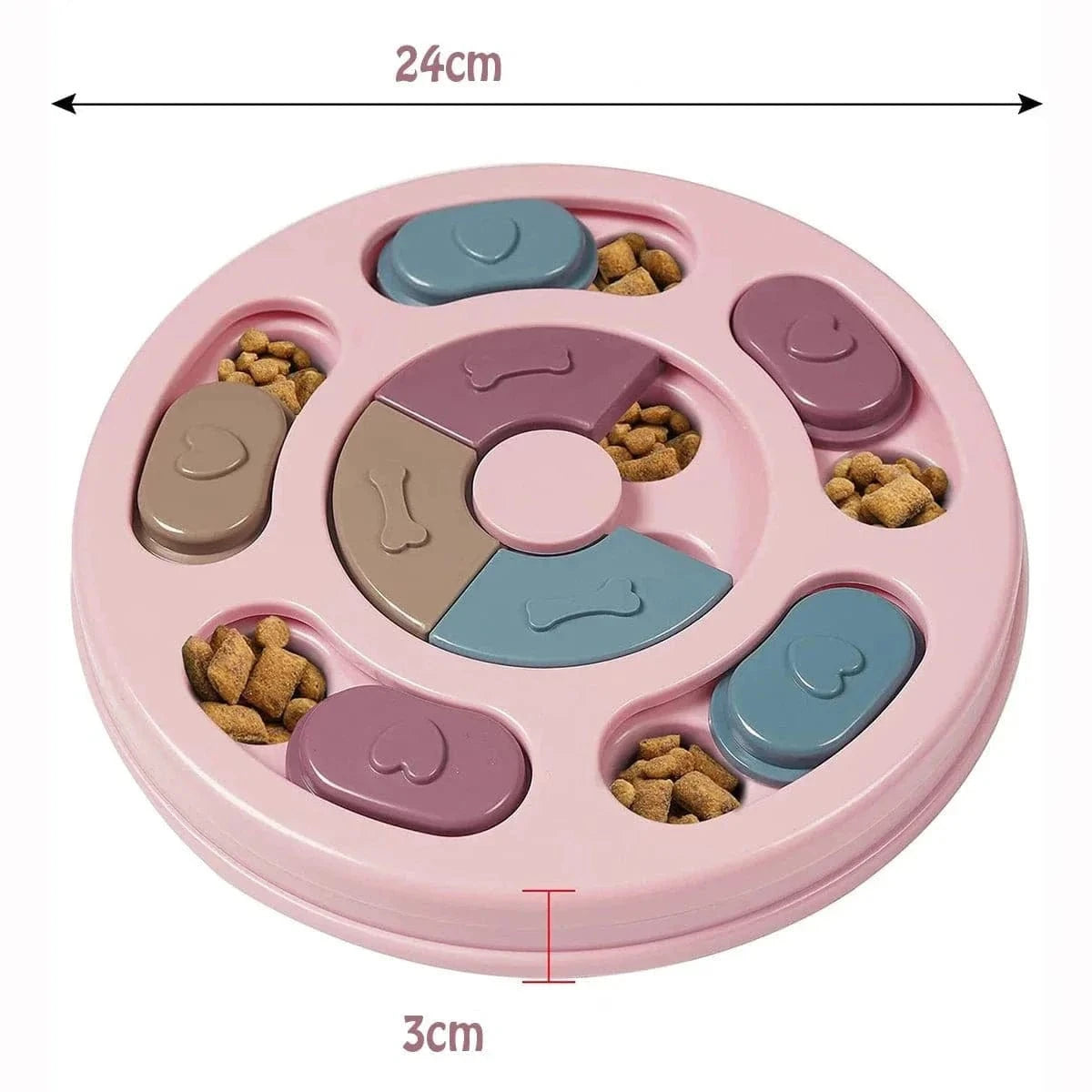 Gamelle interactive rose pour ralentit l’ingestion, facile à nettoyer et amusante