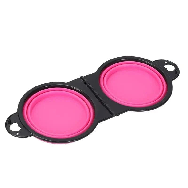 Gamelle pliable double pour animaux, pratique et facile à transporter