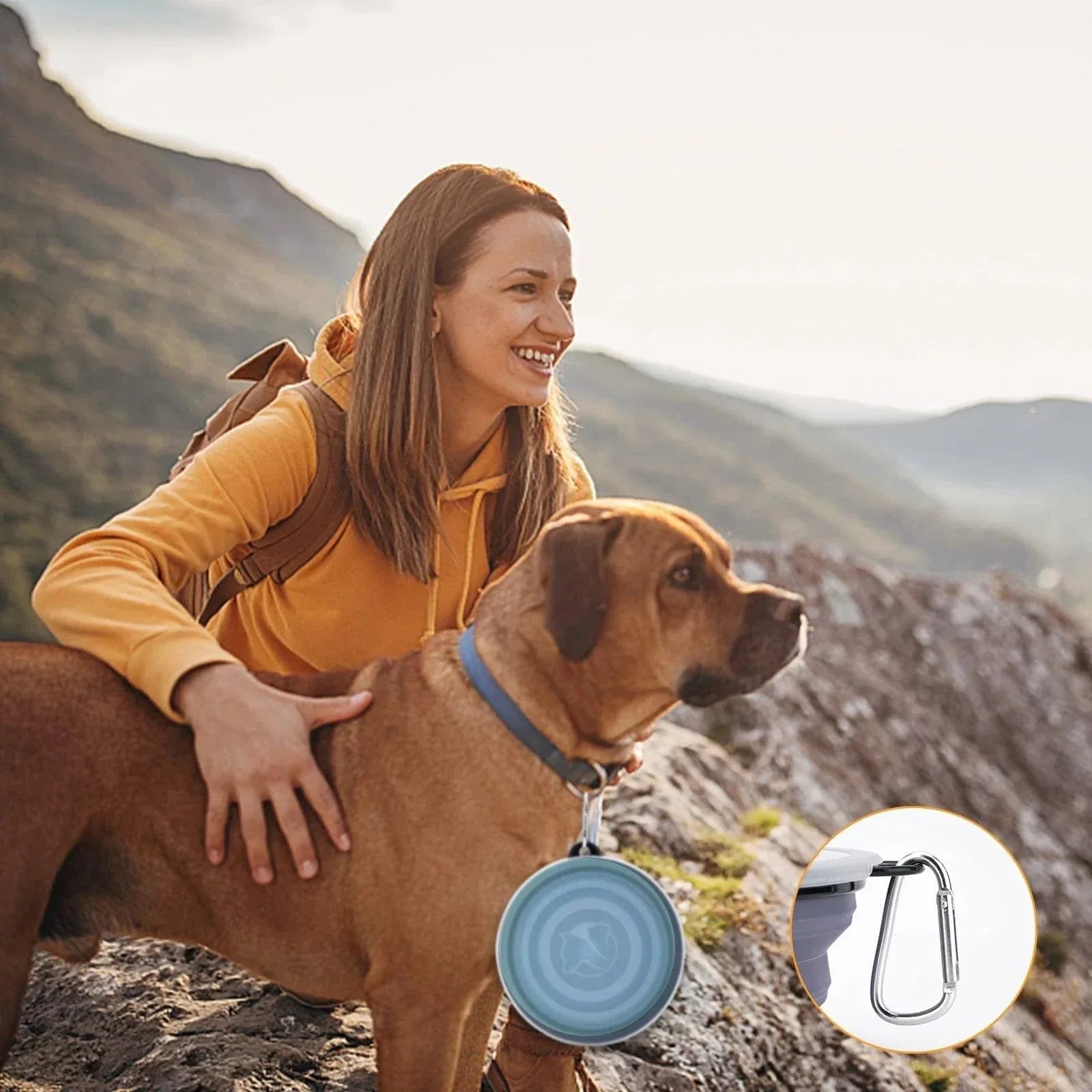Gamelle en silicone avec mousqueton 350 ml, facile à nettoyer, adapté aux chiens