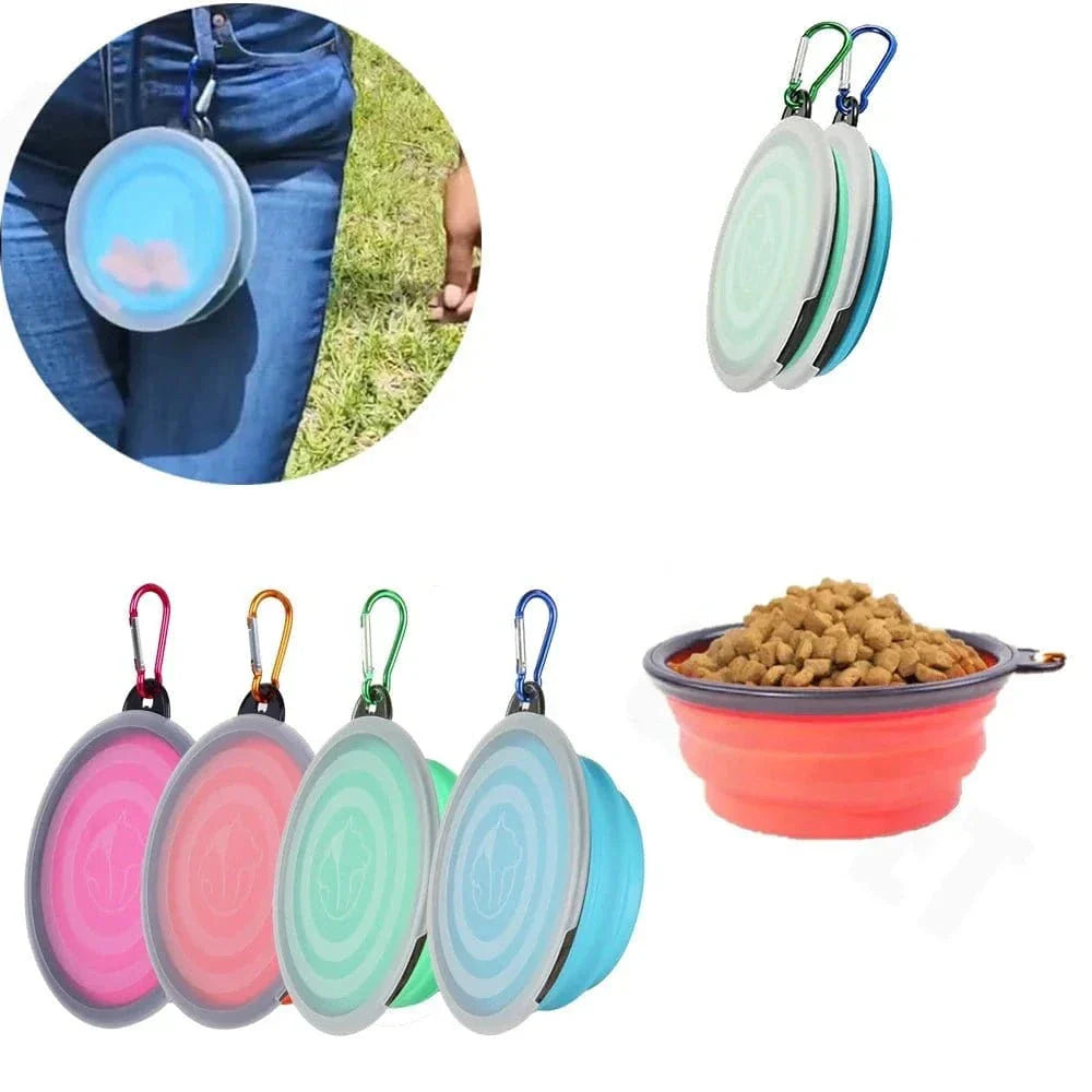 Gamelle en Silicone avec Mousqueton 350 ml, facile à nettoyer, plastique souple, adapté aux animaux