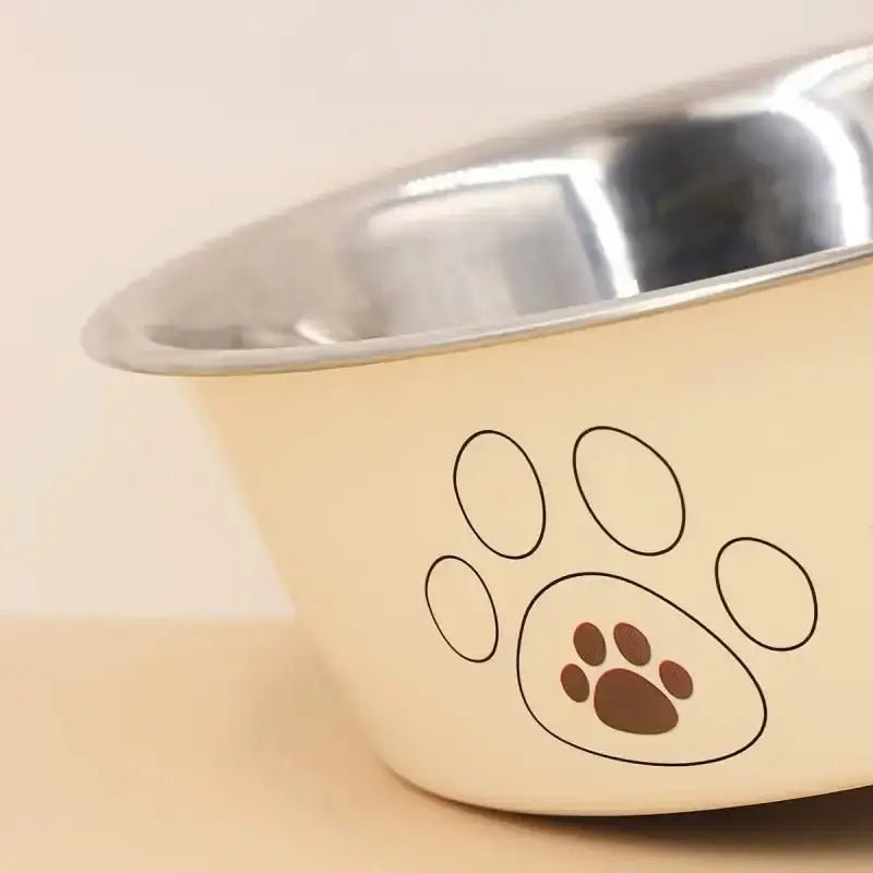 Gamelle en inox pour chien antidérapante facile à nettoyer avec logo patte décorative