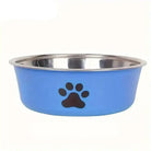 Alt texte pour image d’une gamelle inox pour chien facile à nettoyer avec logo patte décorative