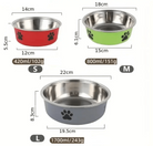 Trois gamelles inox pour chien antidérapante avec logo patte décorative, facile à nettoyer