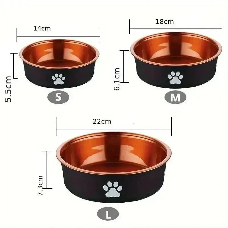 Gamelle en inox pour chien design avec base antidérapante et motifs de pattes