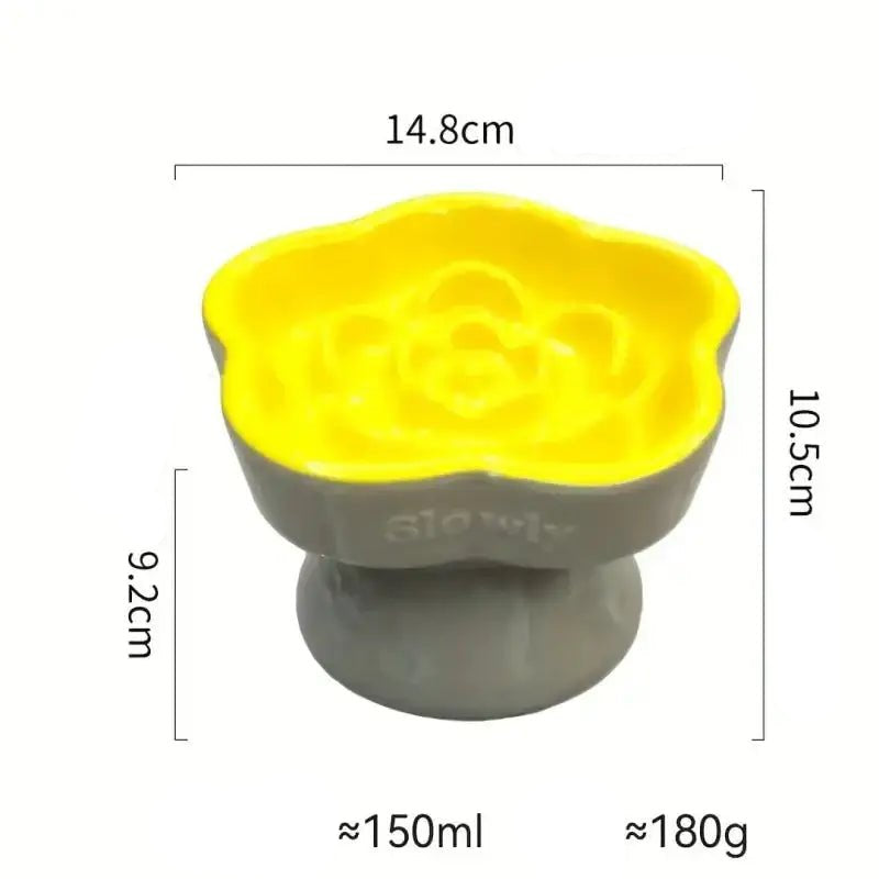 Gamelle surélevée pour chien avec motif fleur en céramique, anti-glouton