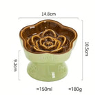 Alt text d’une gamelle anti glouton surélevée en céramique pour chien avec motif fleur