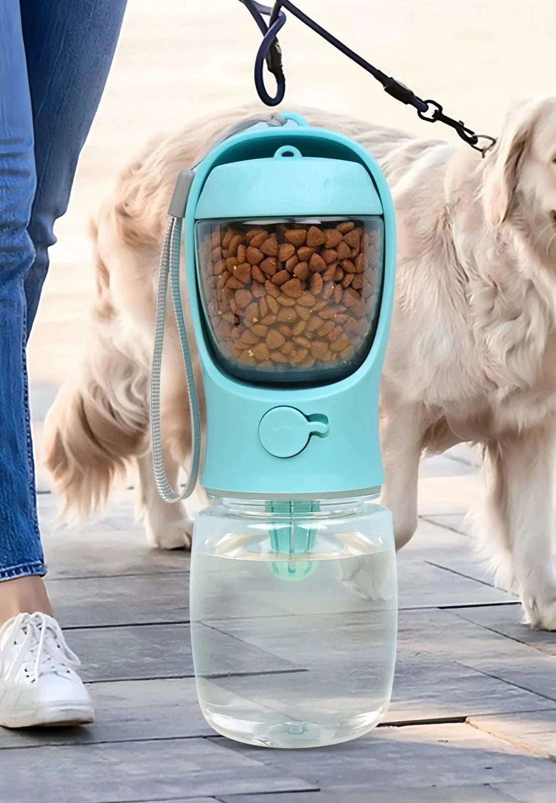 Distributeur portable pour croquettes et d’eau avec bouteille d’eau portable Gourde 2 en 1