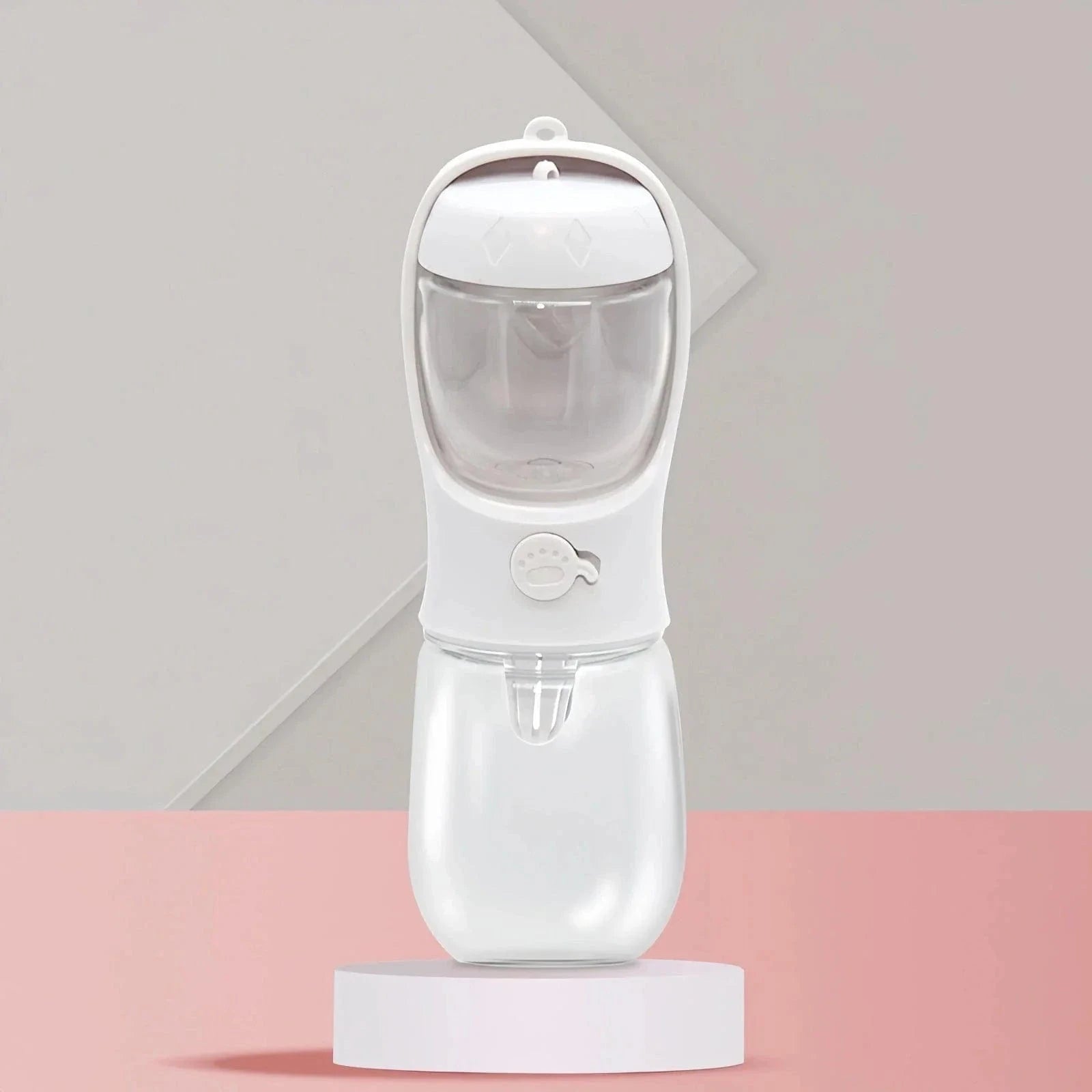 Bouteille d’eau portable blanche pour animaux, parfait pour Gourde 2 en 1 avec Compartiment Eau et Croquettes